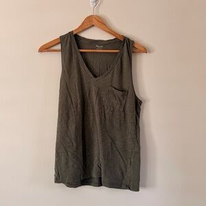 Madewell Olive V‑Neck Pocket Tank